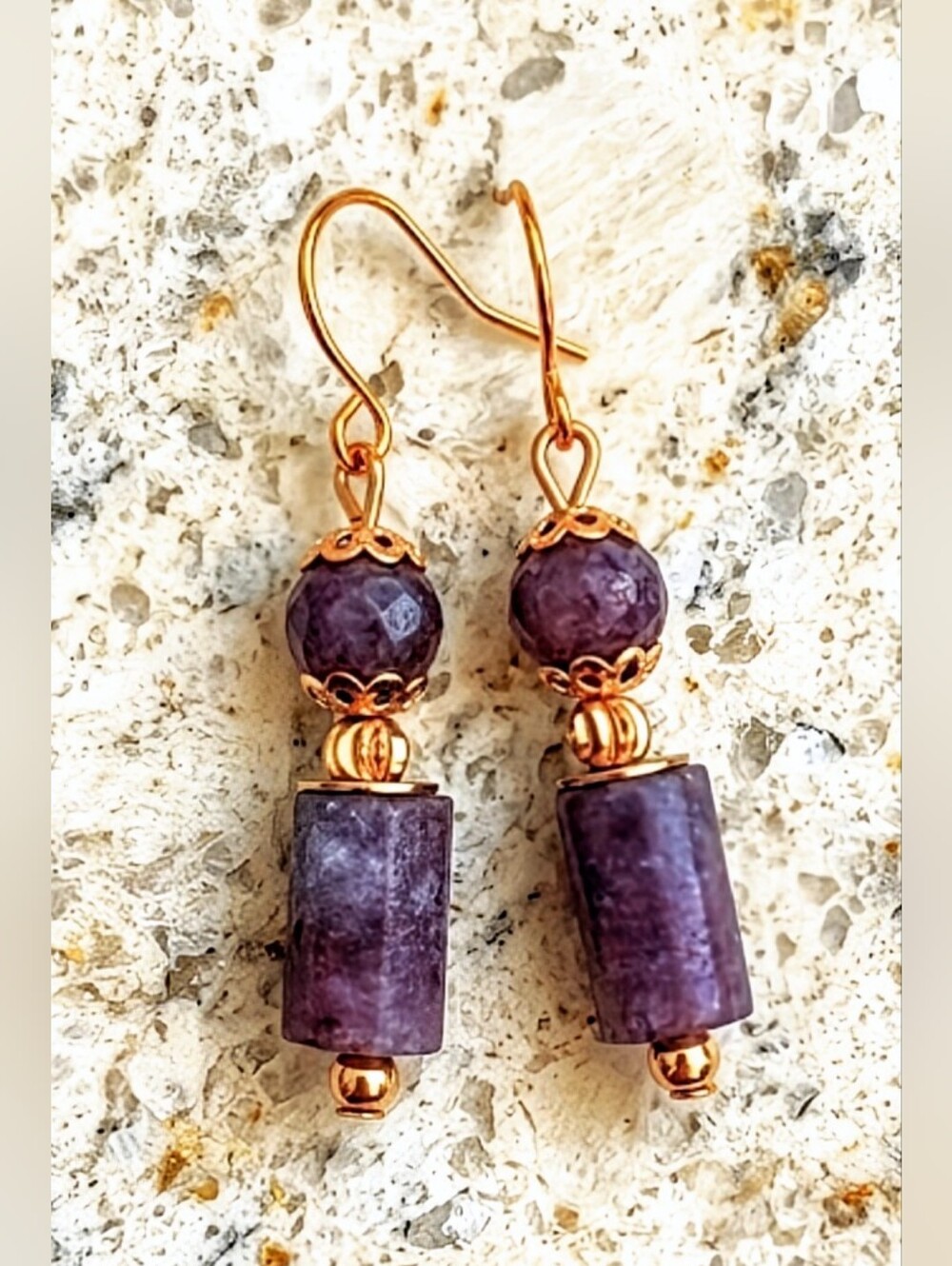 Genuine Very Pink Ruby In Raw Rough All Natural  In Drop Gold Plated Earrings